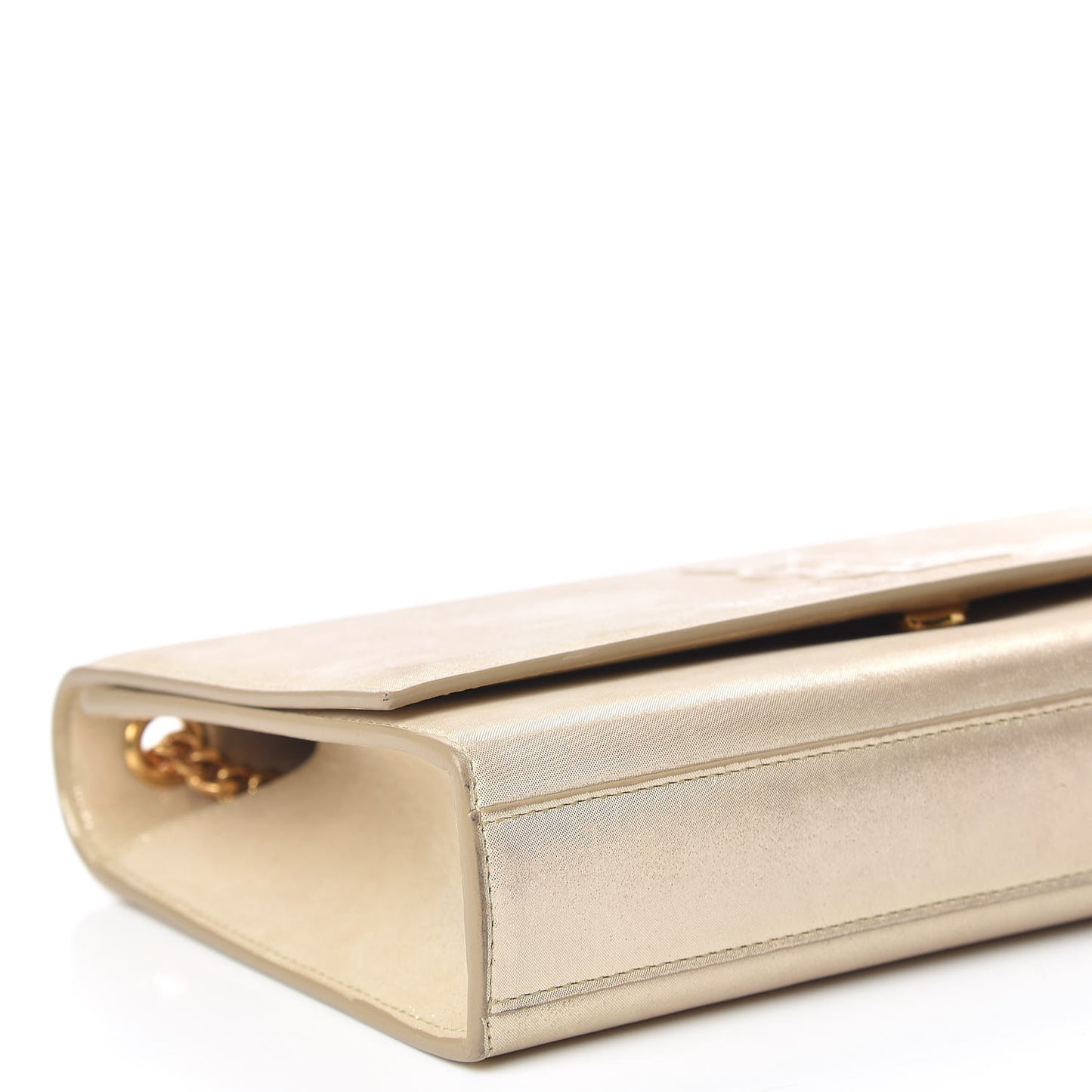 Metallic Fabric Medium Monogram Kate Satchel Gold