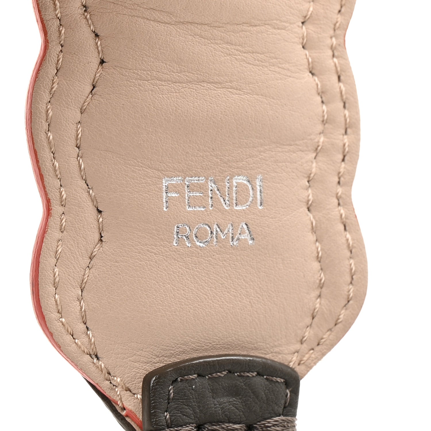 Fendi Vitello Dolce Nappa Hypnoteyes Bi-Color Scalloped Spike Studded Strap You Carbone Plaster White Multicolor 4 of 5