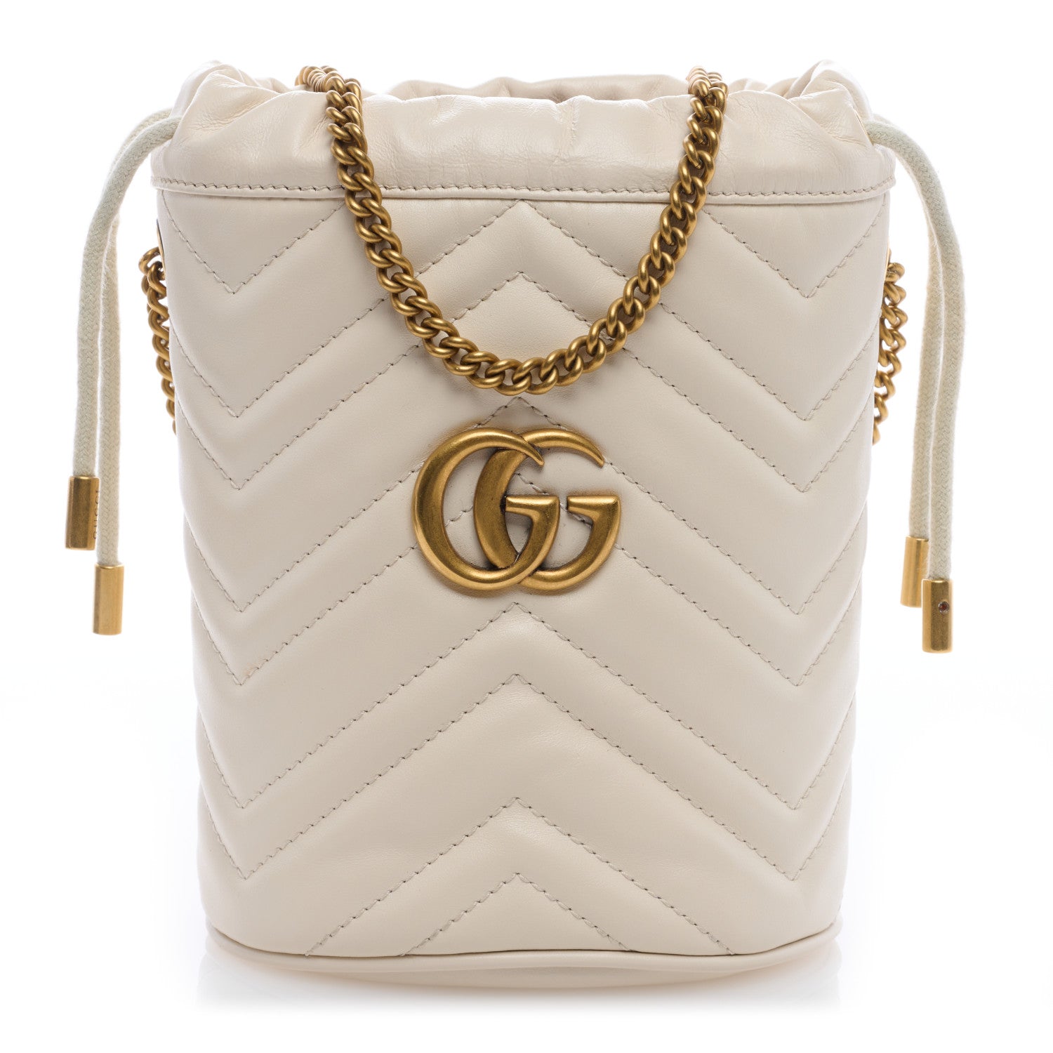 Gucci Calfskin Matelasse Mini GG Marmont 2.0 Bucket Bag White 1 of 8