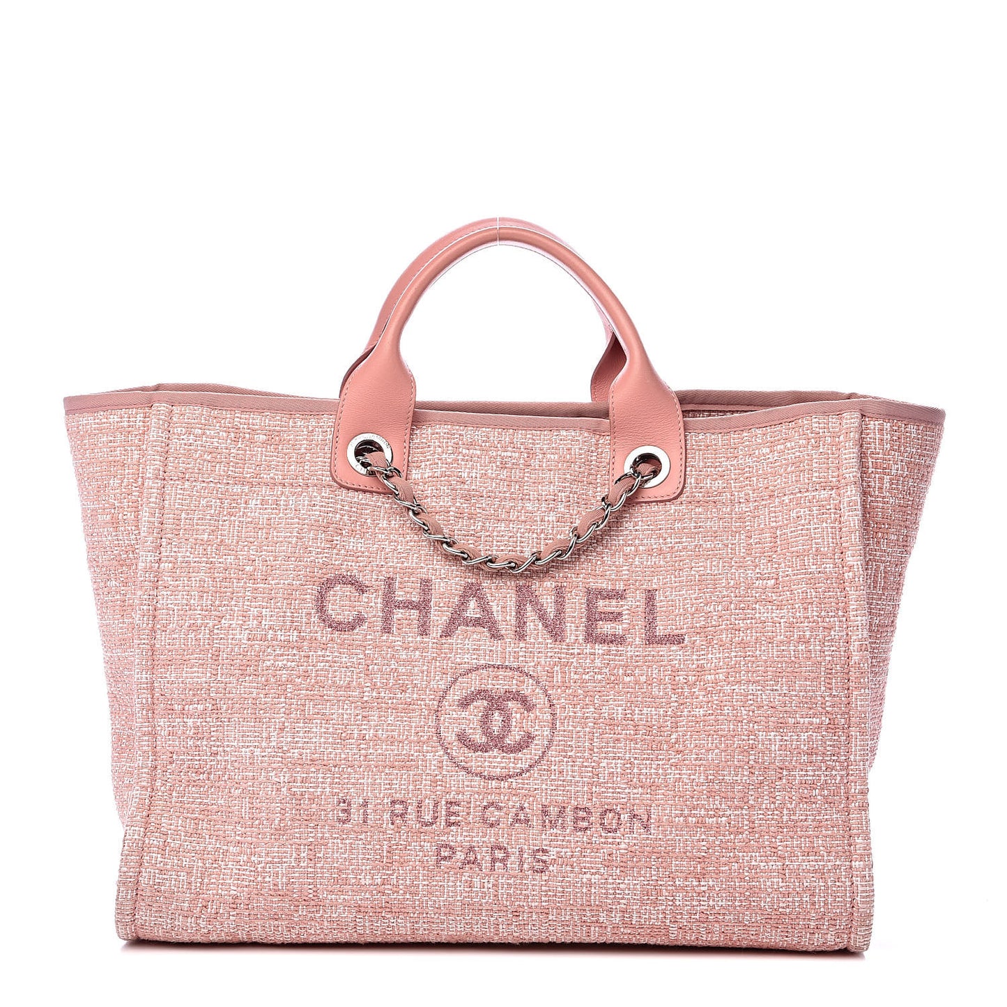 Straw Lurex Large Deauville Tote Pink