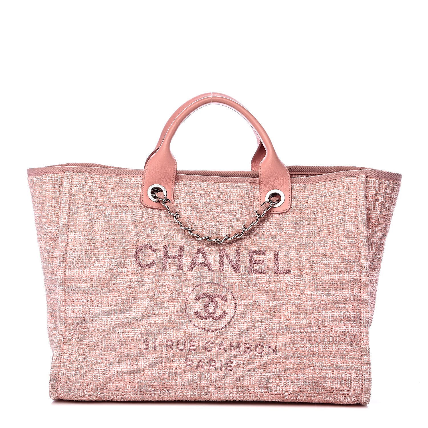 Chanel Straw Lurex Large Deauville Tote Pink 1 of 14
