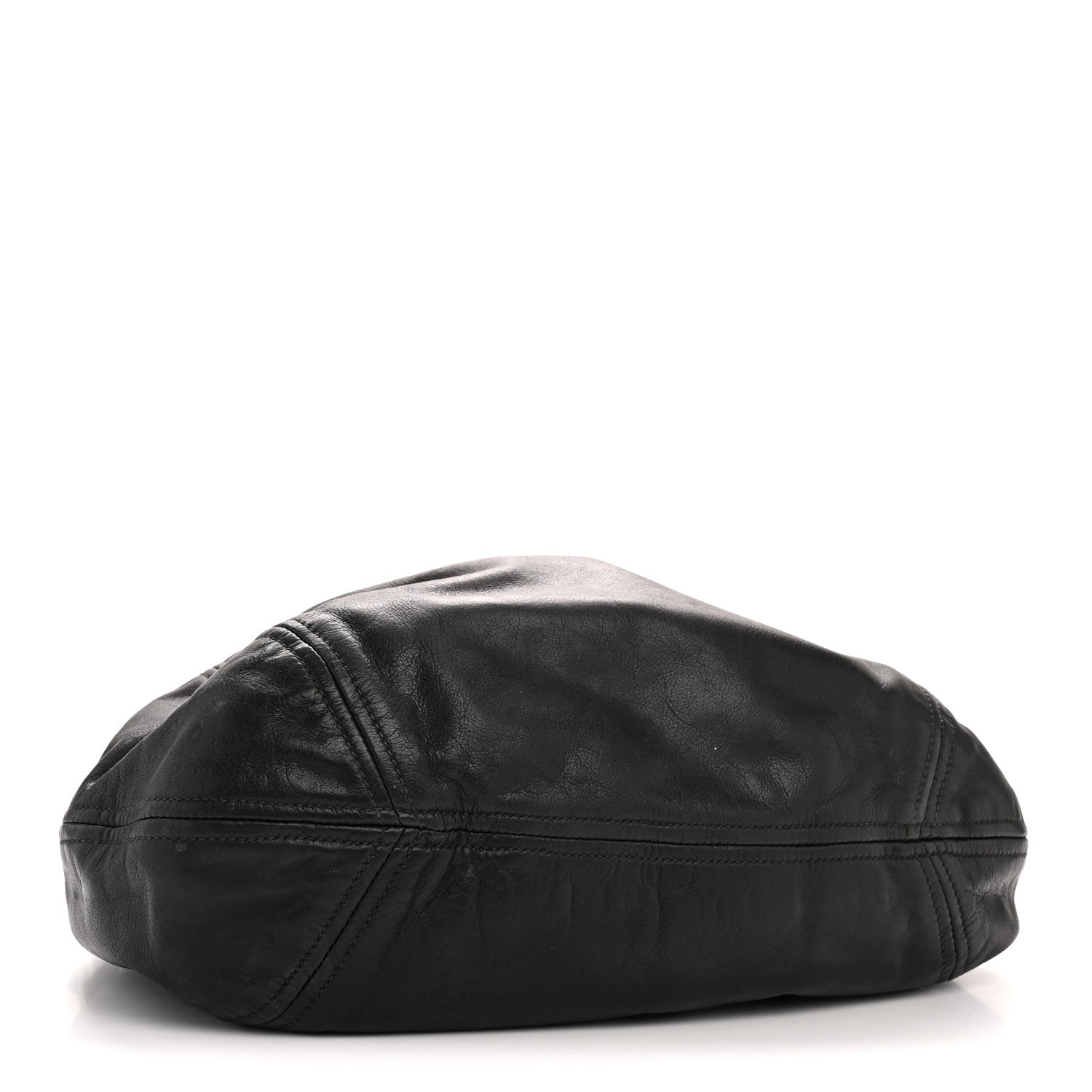 Prada Soft Calf Pleated Hobo Black 4 of 15