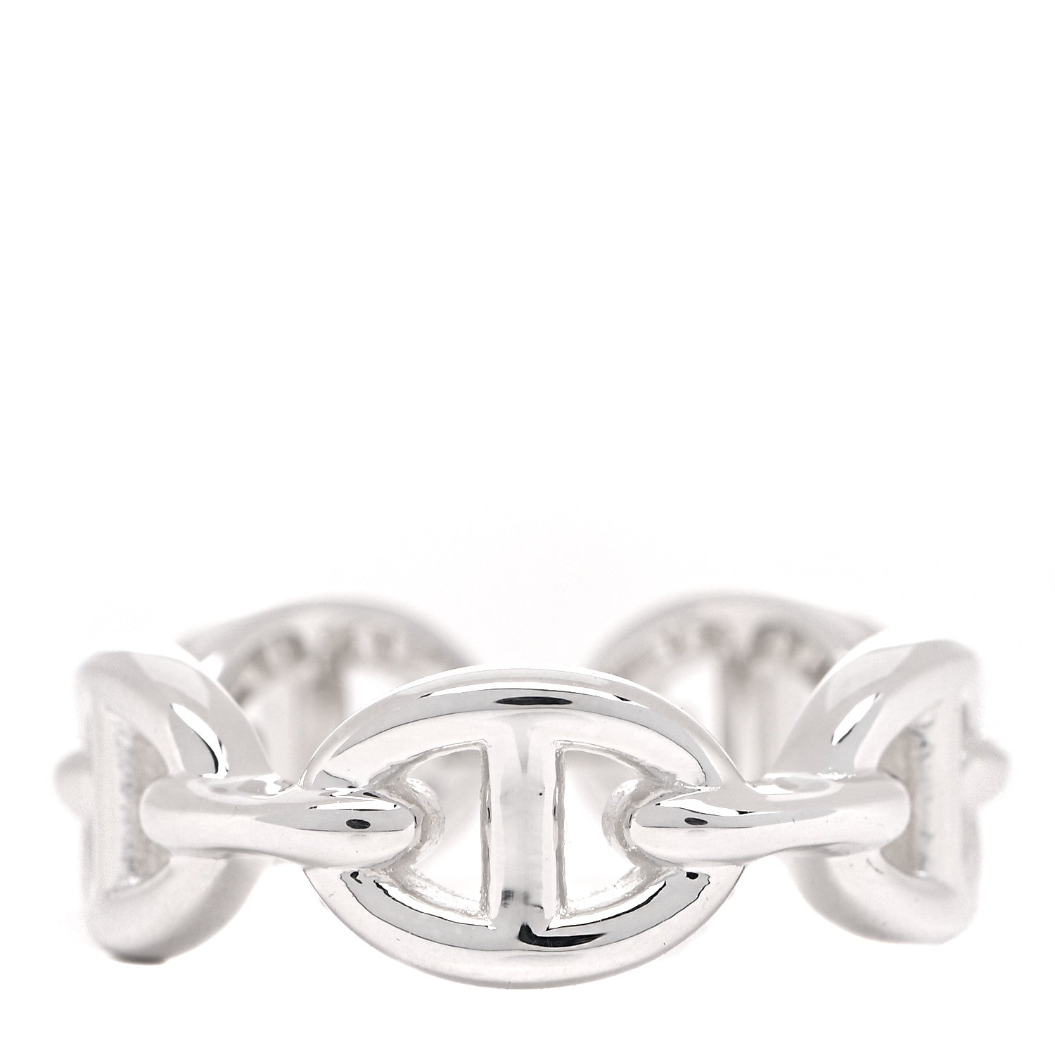 Hermes Sterling Silver PM Chaine d'Ancre Enchainee Band Ring 50 5.5 3 of 8