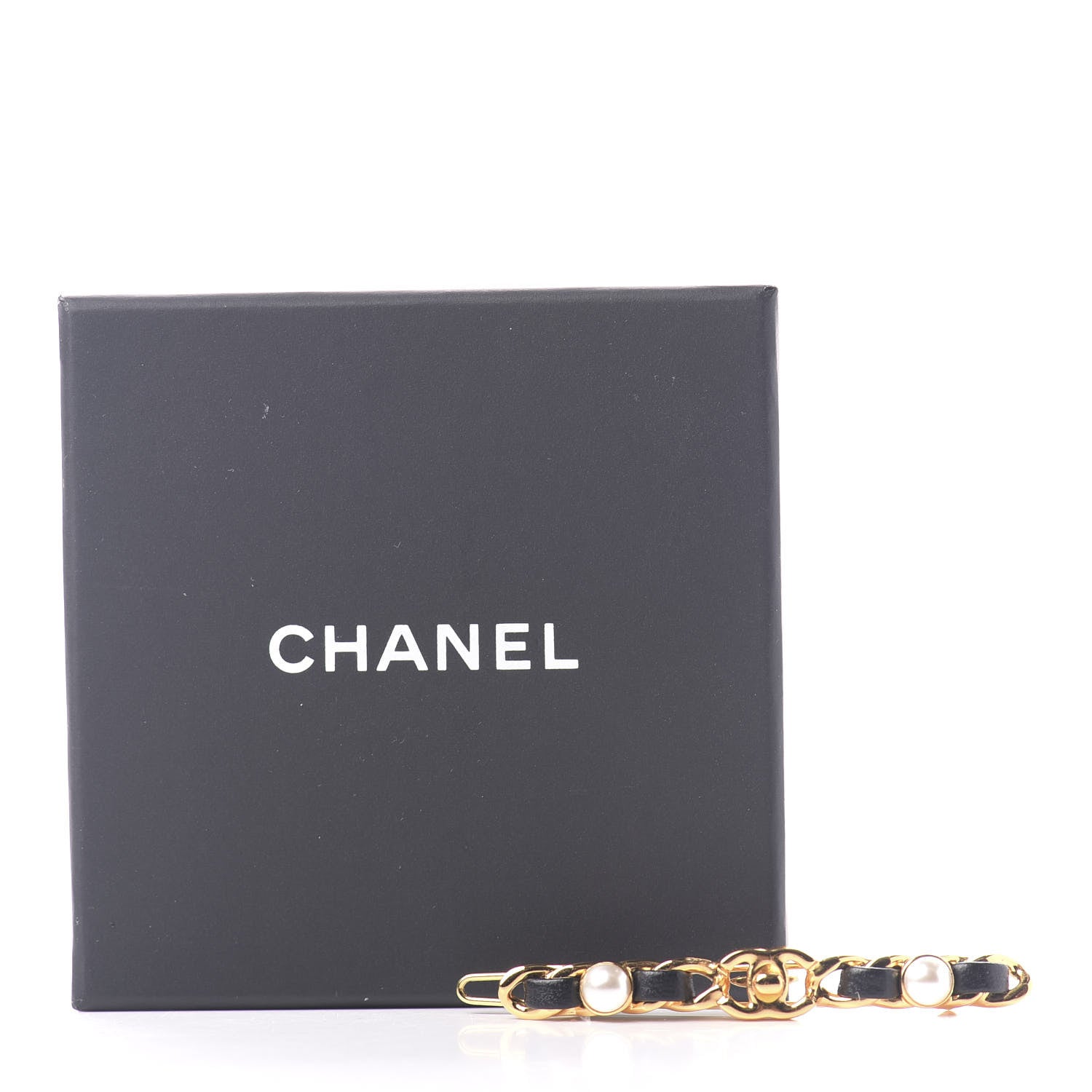 Chanel Pearl Lambskin CC More Is More Hair Clip Black Gold 4 of 4