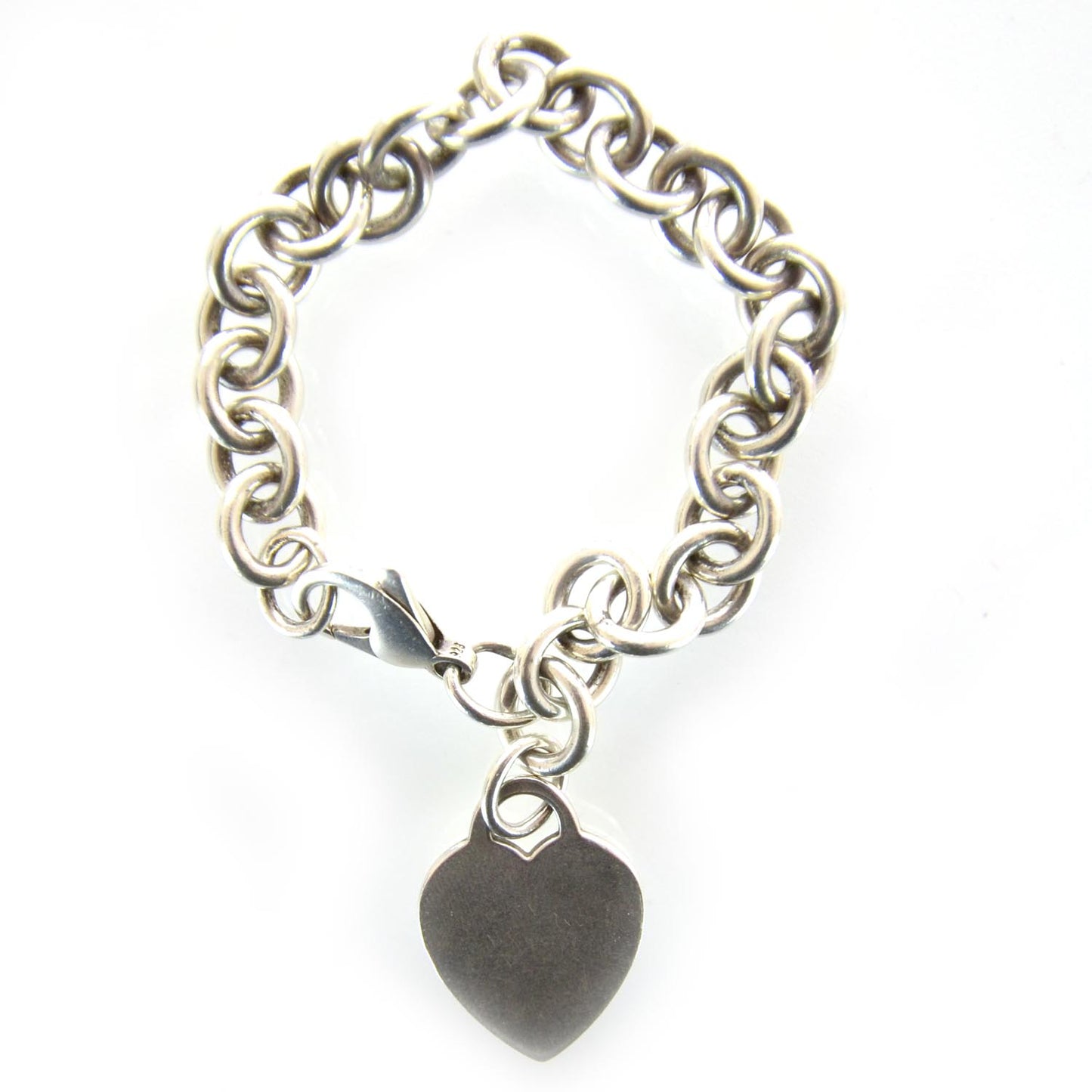 Sterling Silver Heart Tag Charm Bracelet