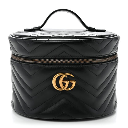 Gucci Calfskin Matelasse Small GG Marmont Vanity Cosmetic Case Black 1 of 11