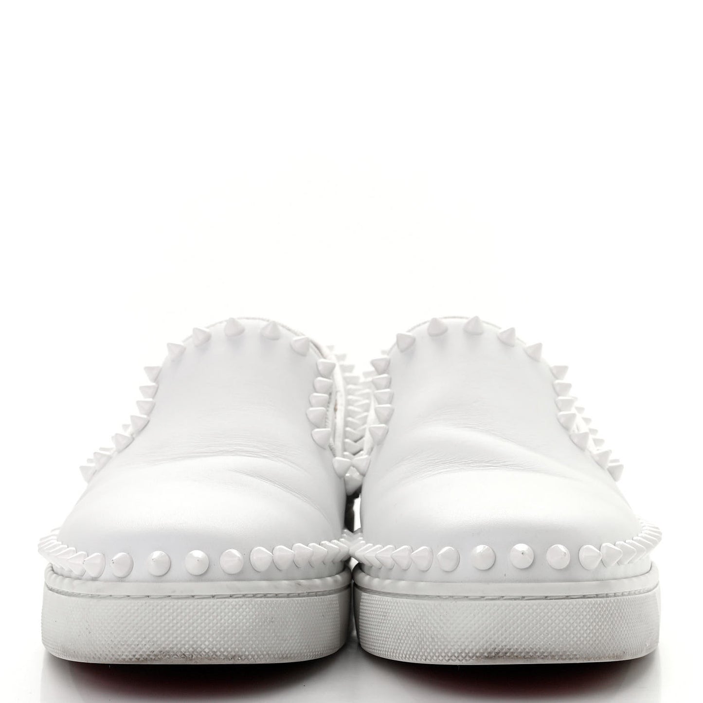 Calfskin Studded Womens Slip On Sneakers 35.5 White