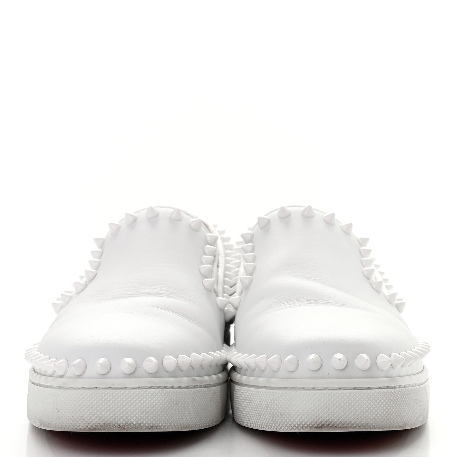 Christian Louboutin Calfskin Studded Womens Slip On Sneakers 35.5 White 2 of 10
