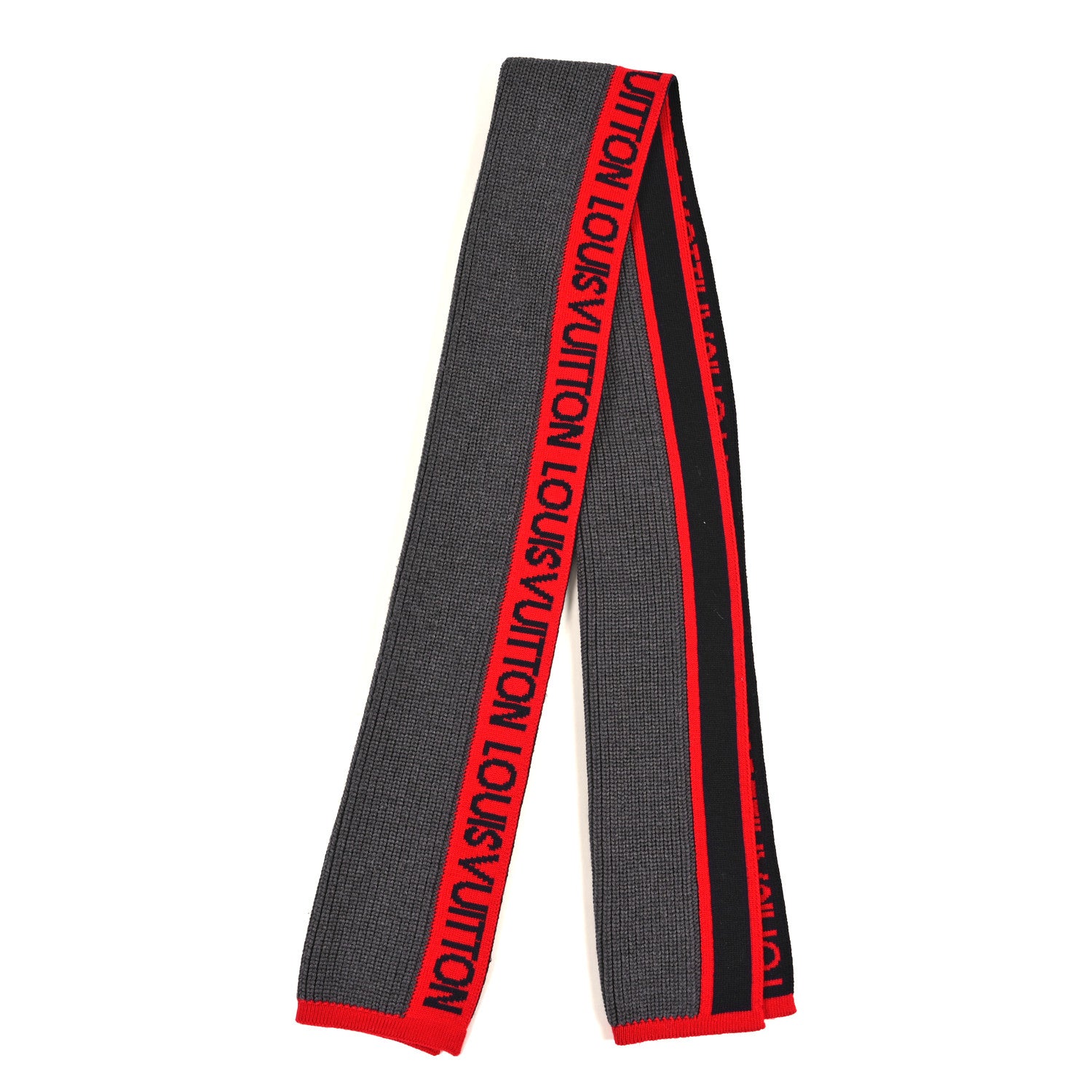 Louis Vuitton Wool Echarpes LV Generation Scarf Grey Red 2 of 3