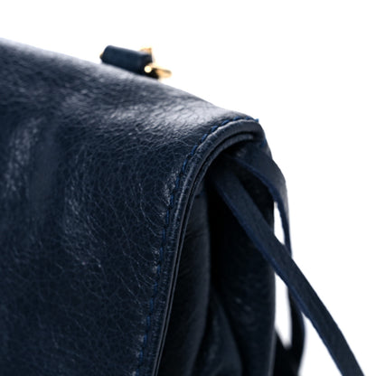 Balenciaga Agneau Giant 12 Gold Hardware Envelope Strap Clutch Bleu Obscur 9 of 10