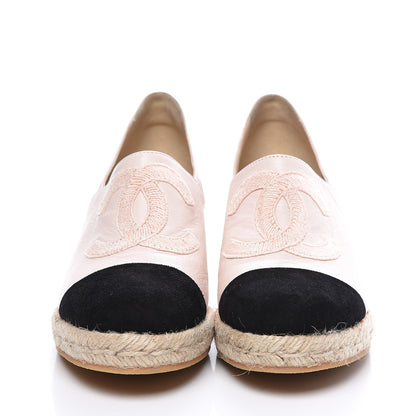 Chanel Lambskin Suede CC Espadrille Wedges 41 Beige Black 2 of 10