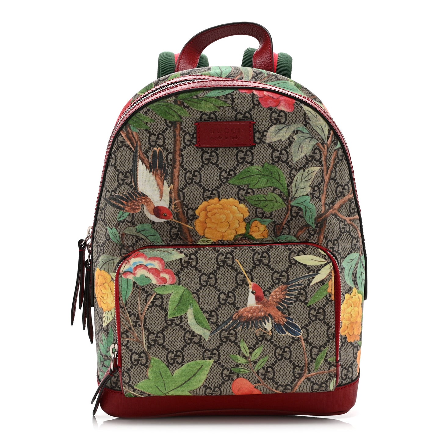 GG Supreme Monogram Tian Web Small Day Backpack Beige Multicolor Red
