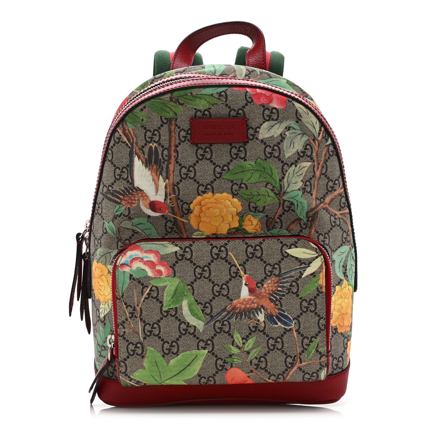 Gucci GG Supreme Monogram Tian Web Small Day Backpack Beige Multicolor Red 1 of 11