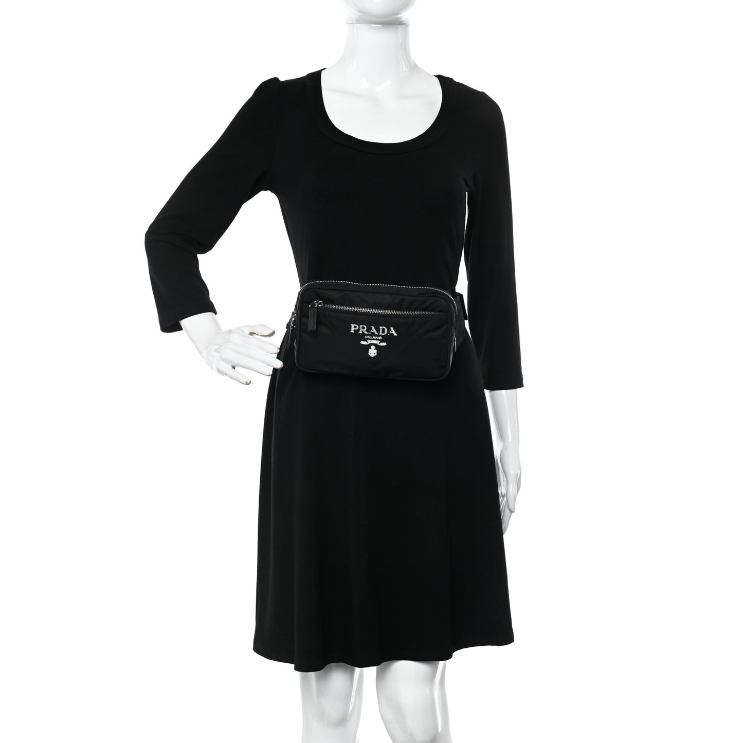 Tessuto Re-Nylon Logo Print Belt Bag Black