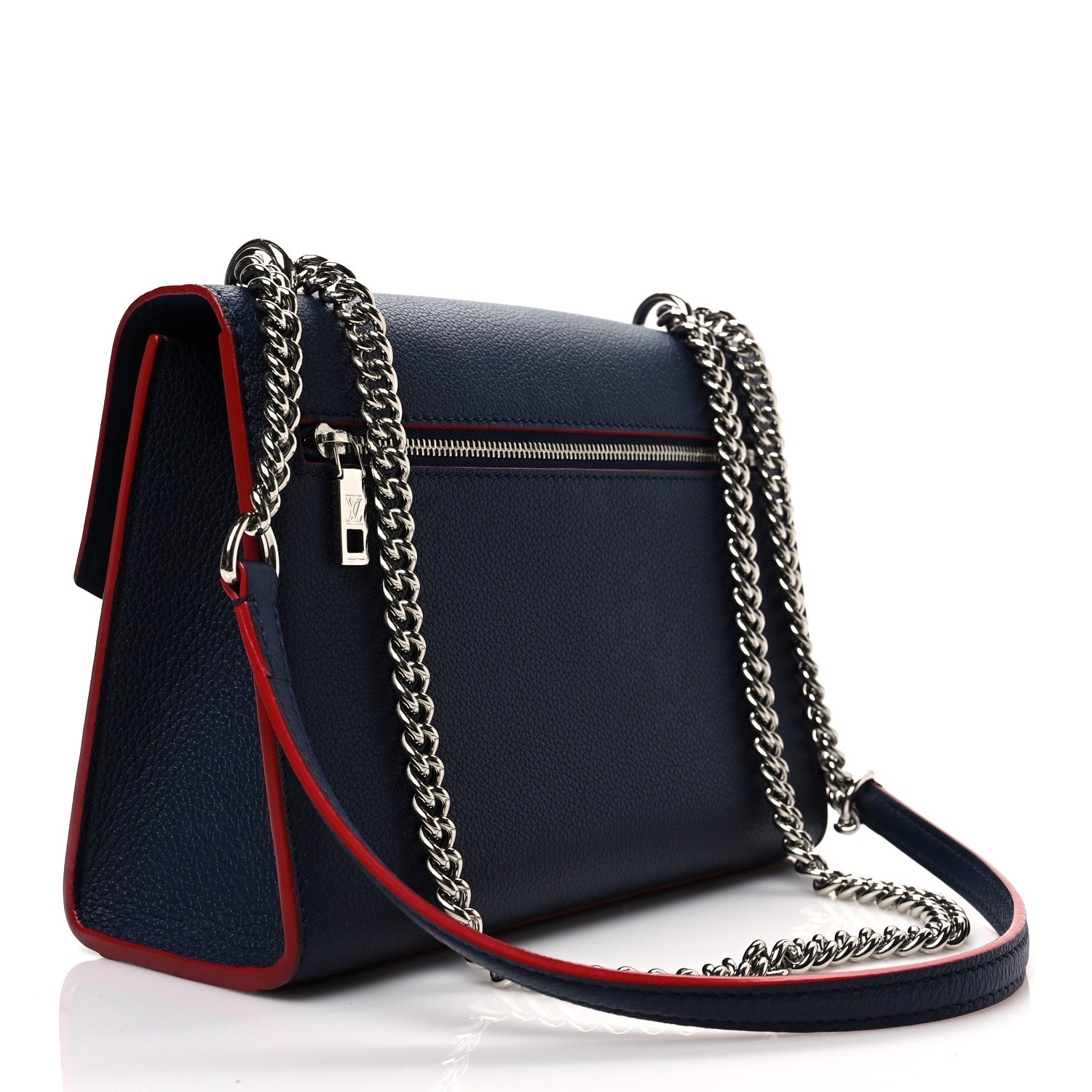 Louis Vuitton Soft Calfskin Mylockme Chain Bag BB Marine Rouge 3 of 7