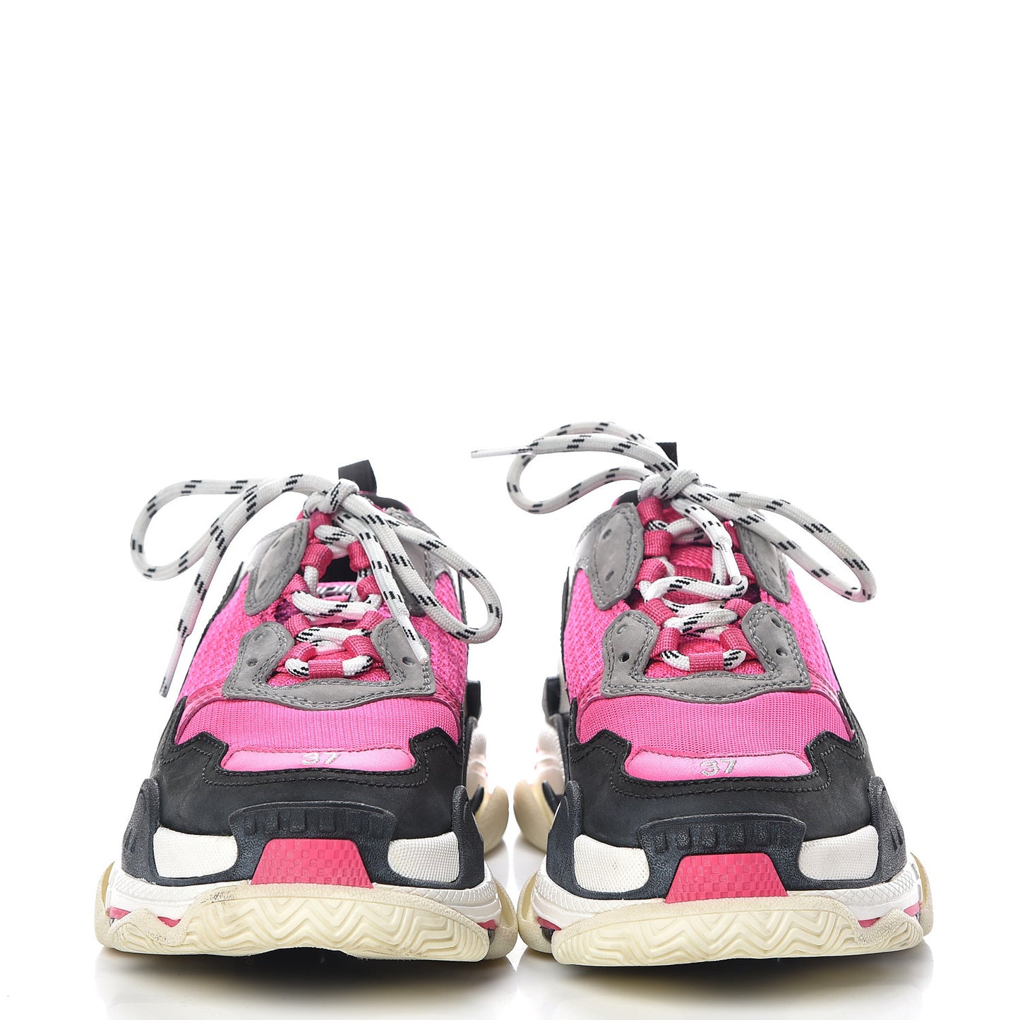 Fabric Mesh Womens Triple S Sneakers 37 Fluo Pink Grey White