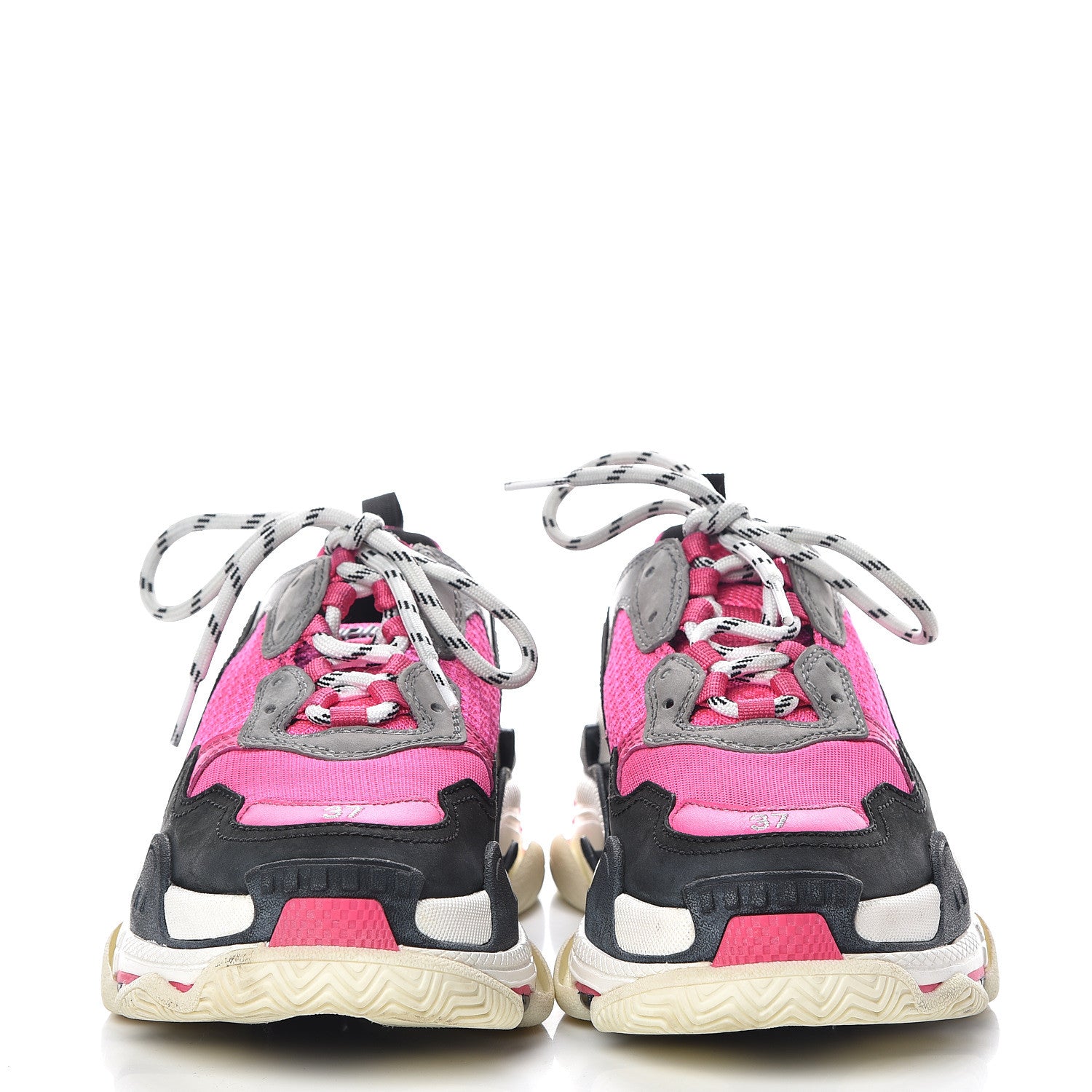 Balenciaga Fabric Mesh Womens Triple S Sneakers 37 Fluo Pink Grey White 2 of 12