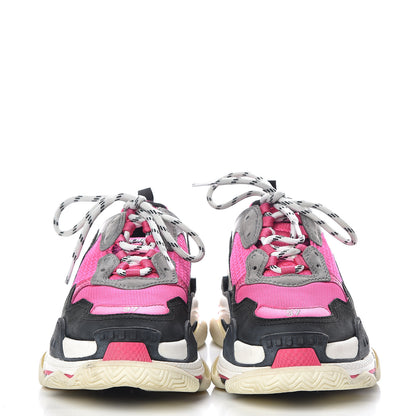 Balenciaga Fabric Mesh Womens Triple S Sneakers 37 Fluo Pink Grey White 2 of 12