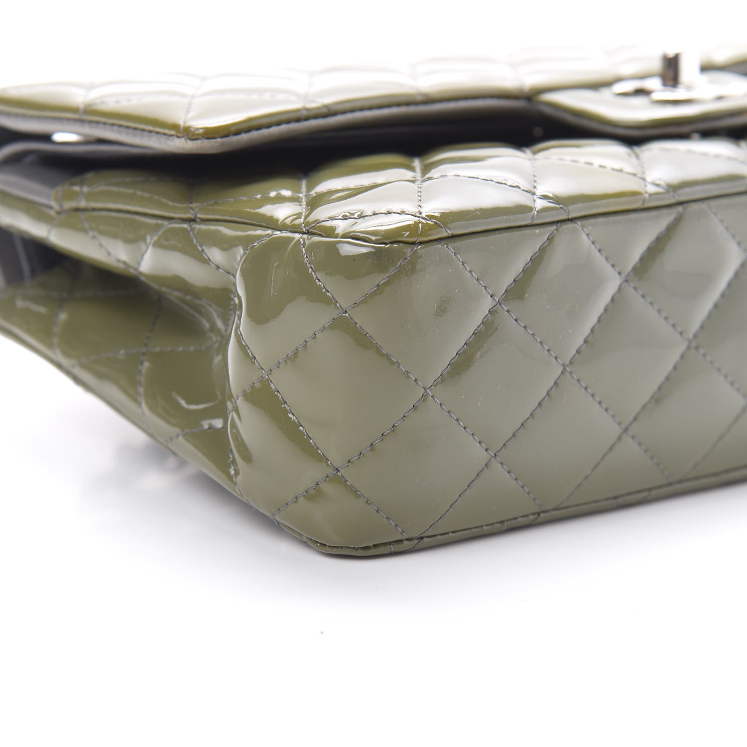 Chanel Patent Calfskin Quilted Medium Double Flap Grey 9 of 14
