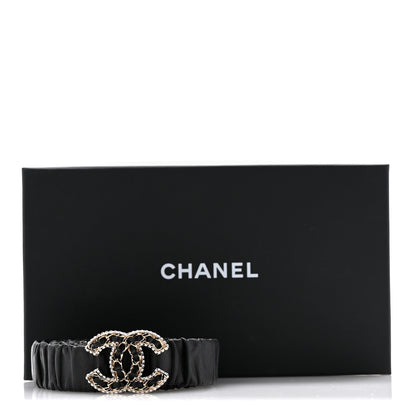Chanel Lambskin Metal Strass Ruched Chain CC Belt 90 36 Black 5 of 5