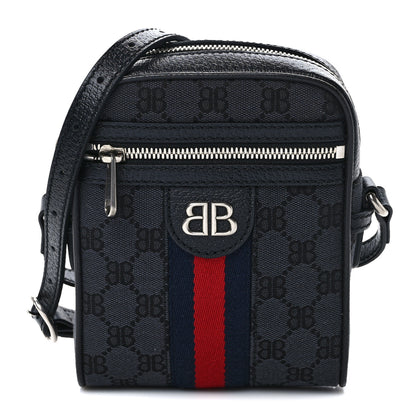 Gucci X Balenciaga BB Monogram Web Mini Ophidia Messenger Black 1 of 9