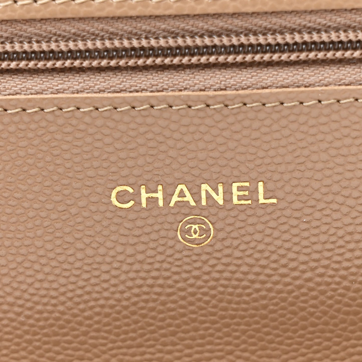 Caviar Quilted Wallet on Chain WOC Dark Beige