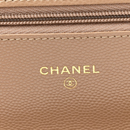 Chanel Caviar Quilted Wallet on Chain WOC Dark Beige 6 of 12