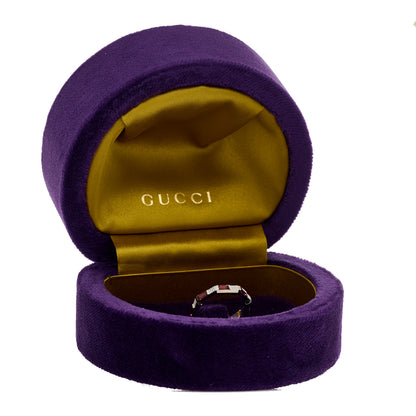 Gucci 18K White Gold Rubellite Narrow Link to Love Ring 52 6 6 of 6