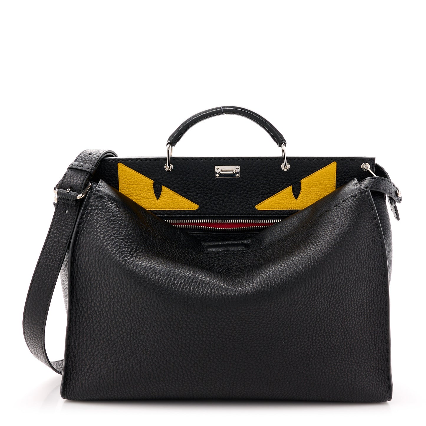 Cuoio Romano Selleria Monster Eyes Inlay Mens Large Peekaboo Iconic Essential Satchel Black Sunflower