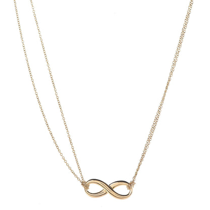 Tiffany 18K Yellow Gold Infinity Double Chain Pendant Necklace 1 of 6