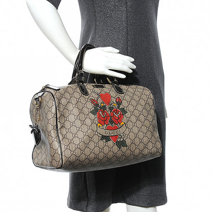 Gucci GG Plus Monogram Tattoo Heart Medium Joy Boston Dark Brown 2 of 9