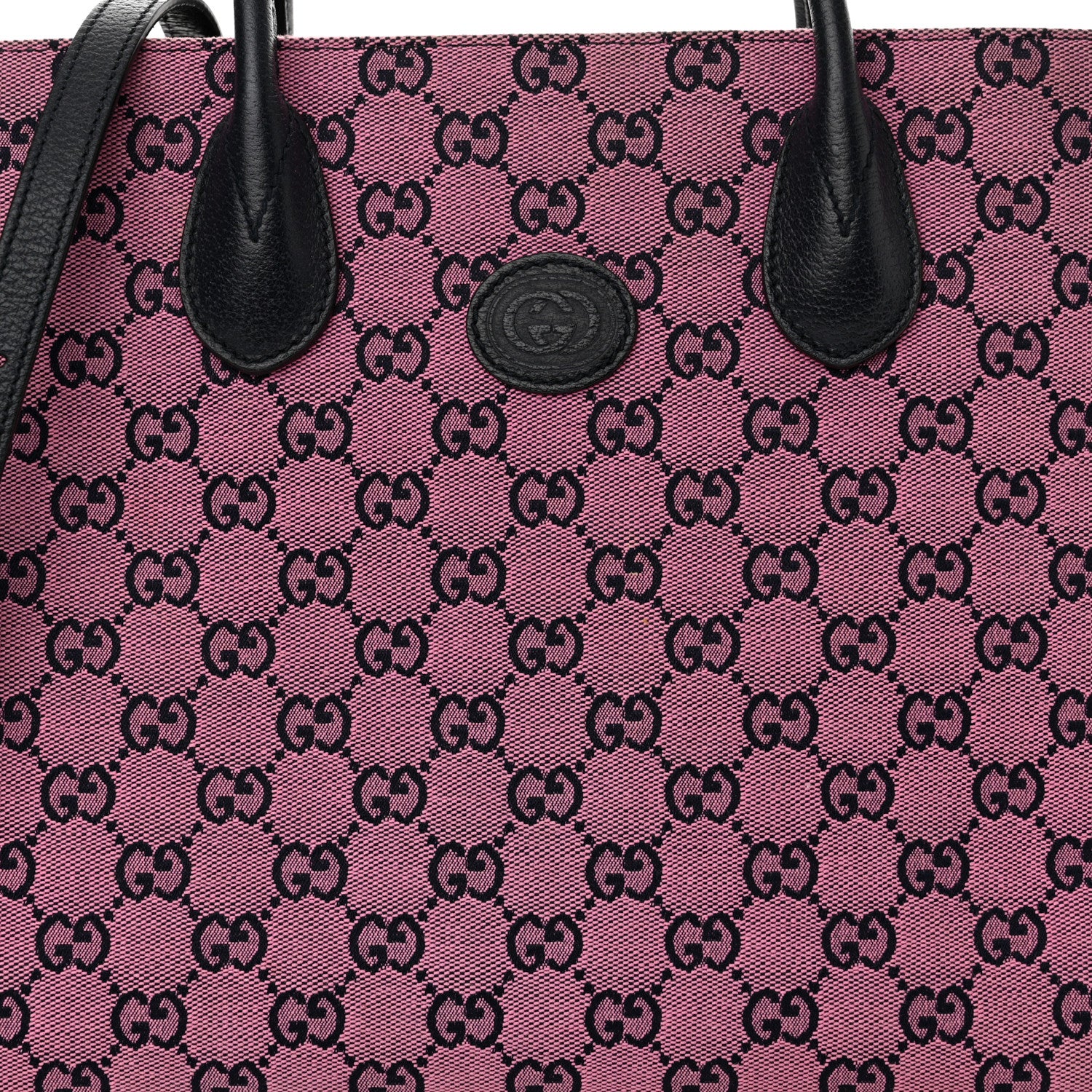 Gucci Monogram Multicolor Textured Dollar Calfskin Small Retro Interlocking G Tote Bag Pink Blue 8 of 14
