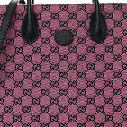 Gucci Monogram Multicolor Textured Dollar Calfskin Small Retro Interlocking G Tote Bag Pink Blue 8 of 14