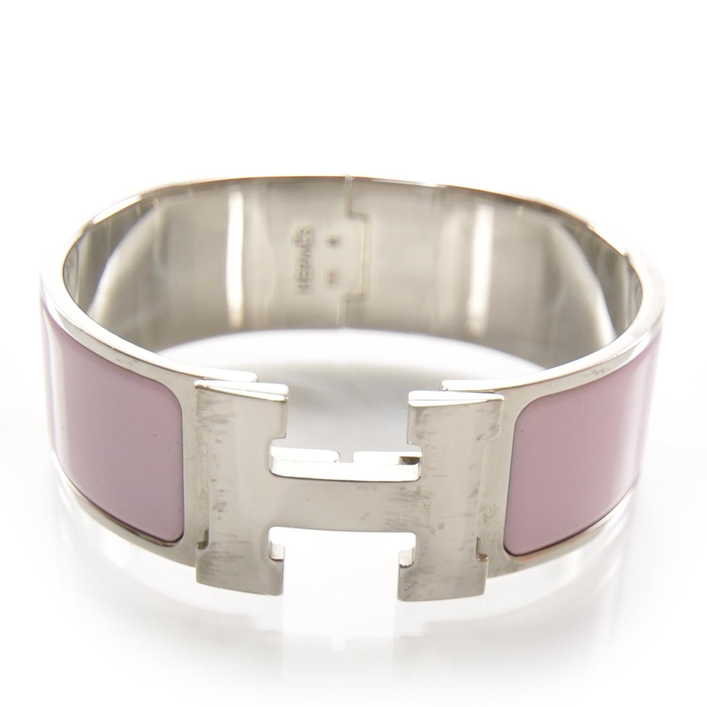 Enamel Clic Clac H Bracelet Wide Pink Silver
