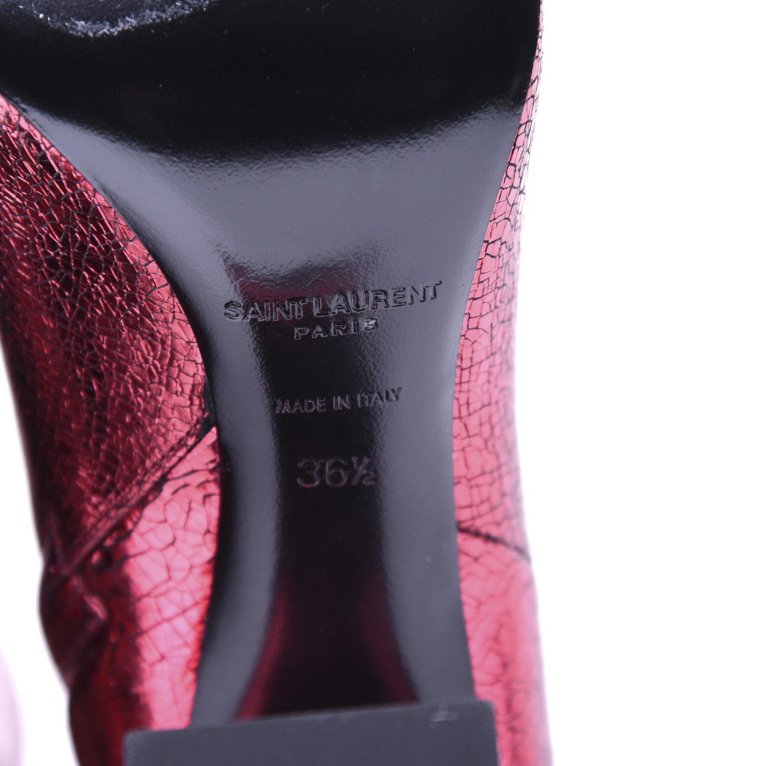 Saint Laurent Metallic Crackled Lou 95 Zip Bootie 36.5 Elect 13 of 18