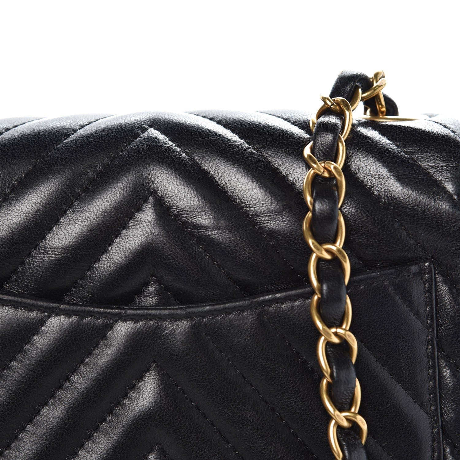 Chanel Lambskin Chevron Quilted Mini Square Flap Black 9 of 12