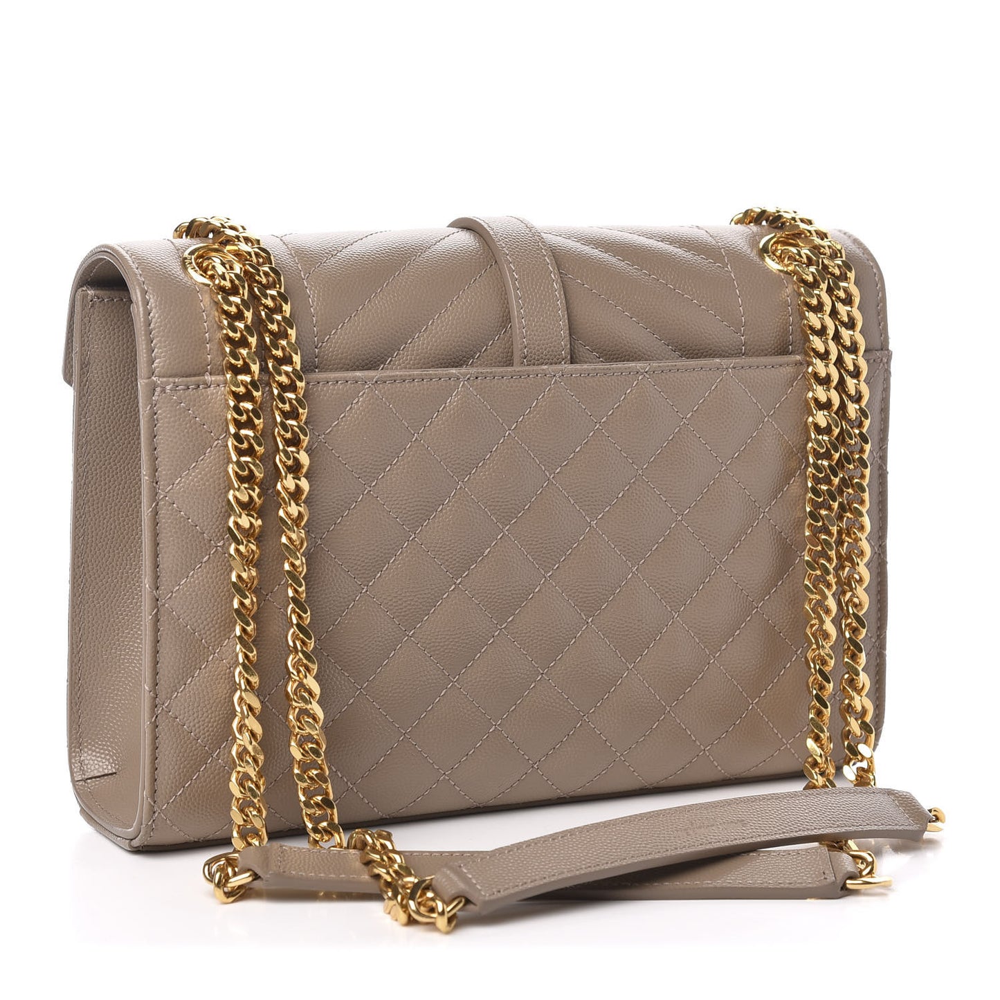 Grain De Poudre Textured Mixed Matelasse Medium Triquilt Monogram Satchel Taupe