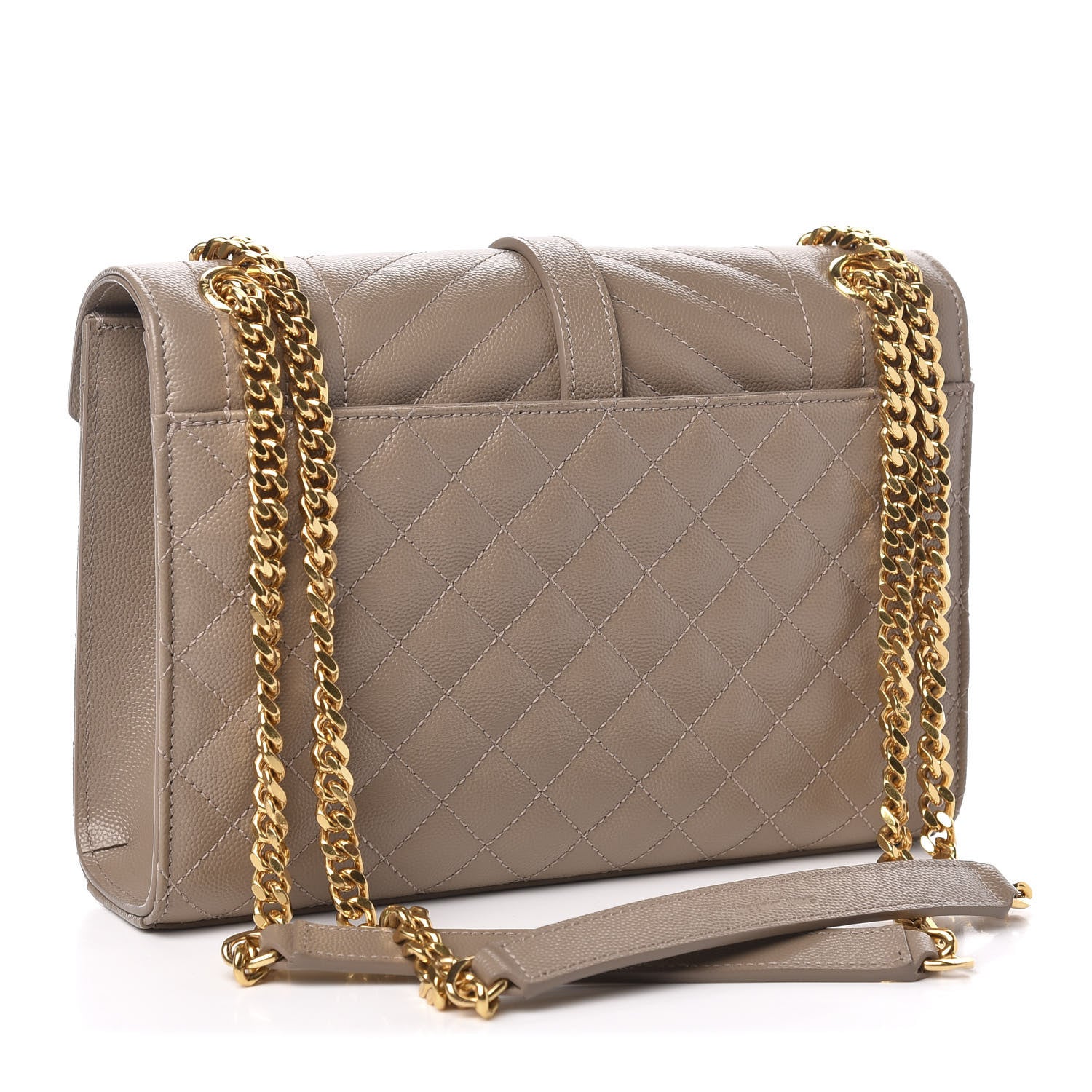 Saint Laurent Grain De Poudre Textured Mixed Matelasse Medium Triquilt Monogram Satchel Taupe 3 of 9