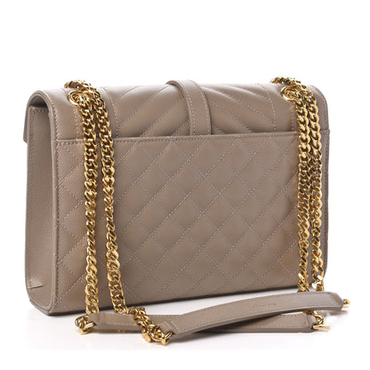 Saint Laurent Grain De Poudre Textured Mixed Matelasse Medium Triquilt Monogram Satchel Taupe 3 of 9