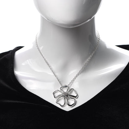 Tiffany Sterling Silver Large Open Flower Pendant Necklace 2 of 5