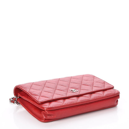 Chanel Caviar Quilted Wallet on Chain WOC Red 4 of 9