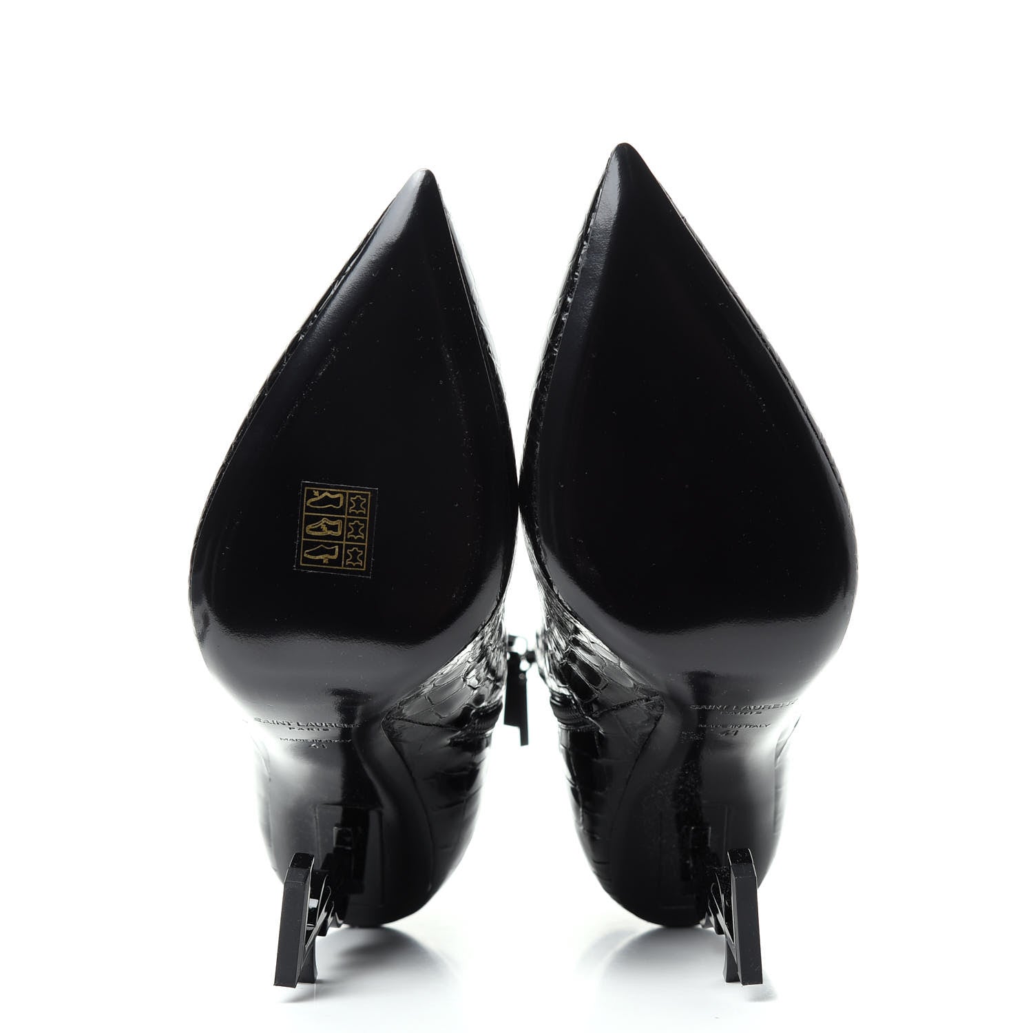 Saint Laurent Alligator Embossed Patent Calfskin Opyum 110 Ankle Boots 41 Black 6 of 11
