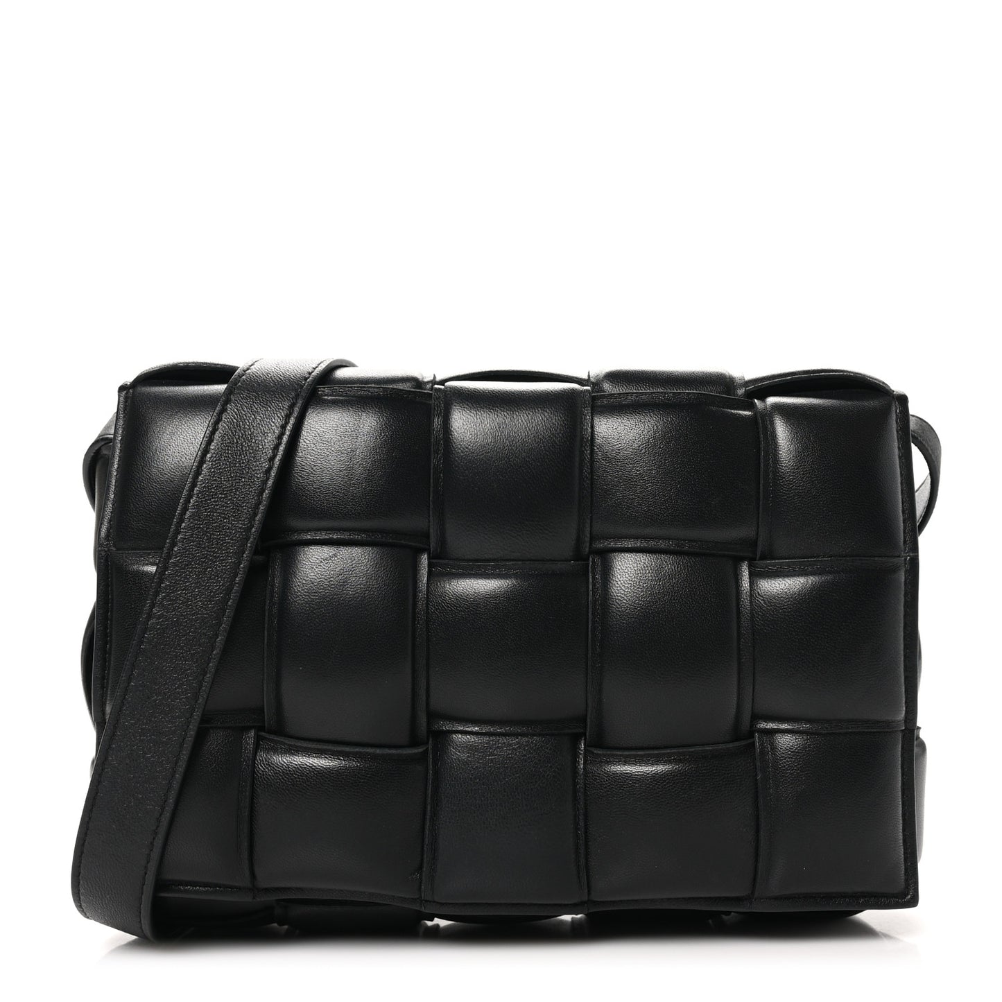 Nappa Maxi Intreccio Padded Cassette Crossbody Bag Black