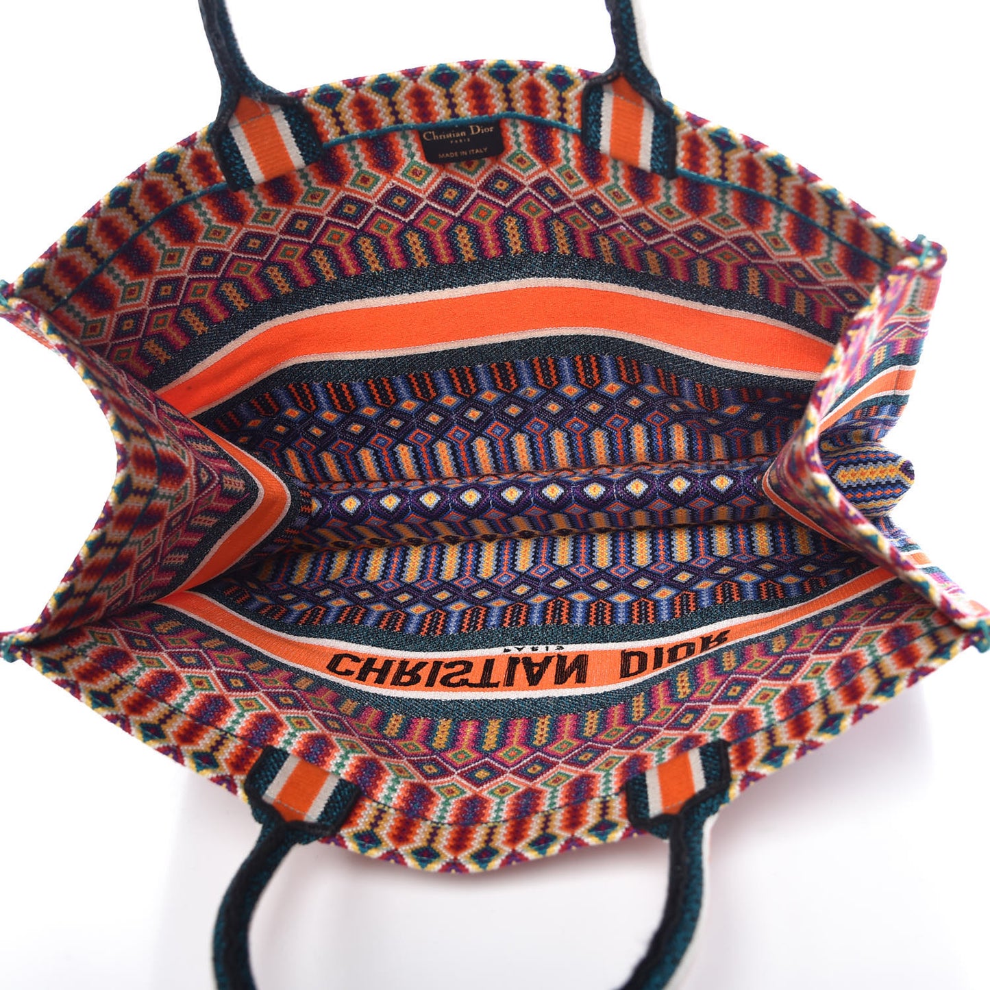 Canvas Embroidered Large Book Tote Orange Multicolor