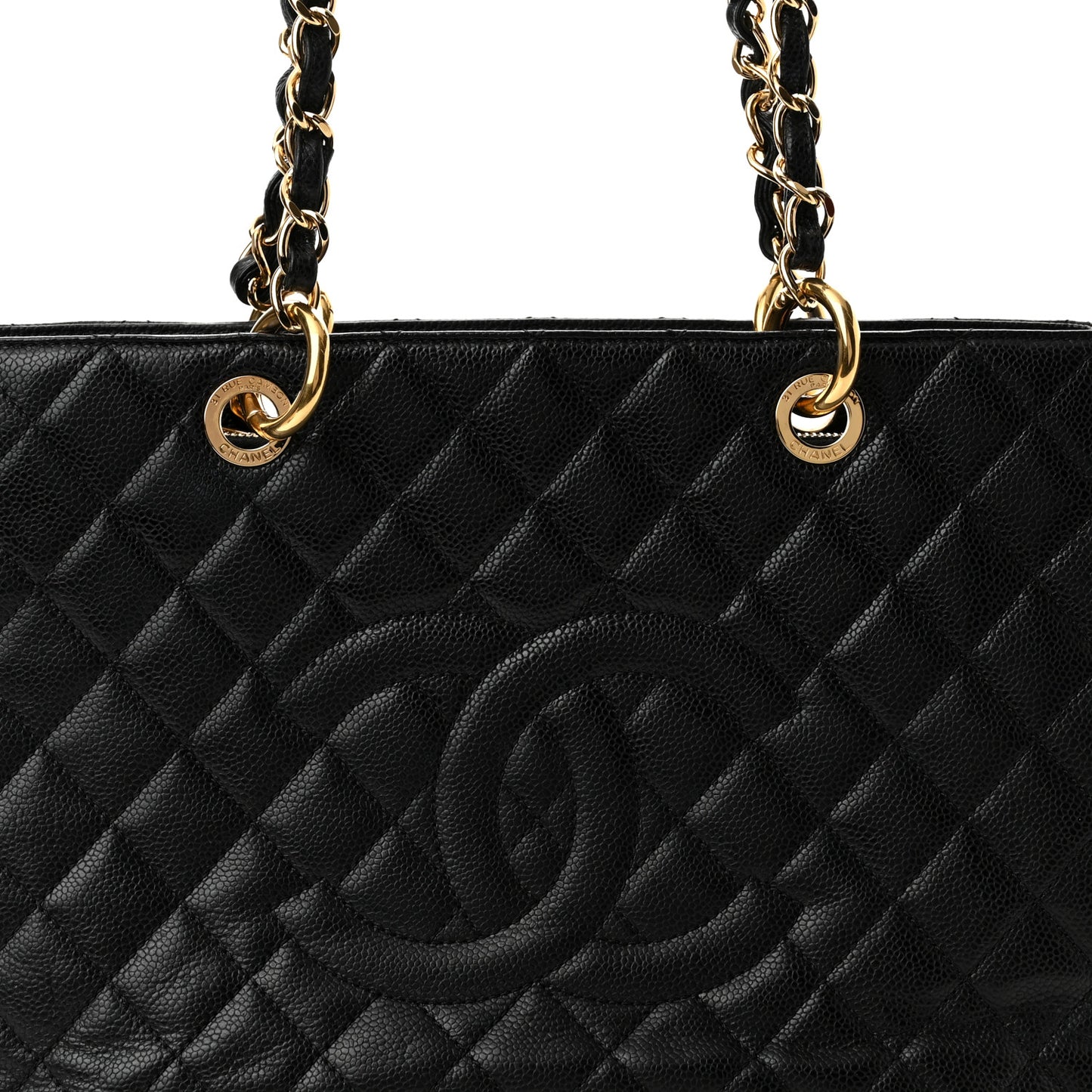 Caviar Quilted Grand Shopping Tote GST Black