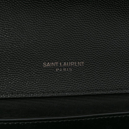 Saint Laurent Grain De Poudre Textured Mixed Matelasse Triquilt Medium Monogram Satchel Black 5 of 11