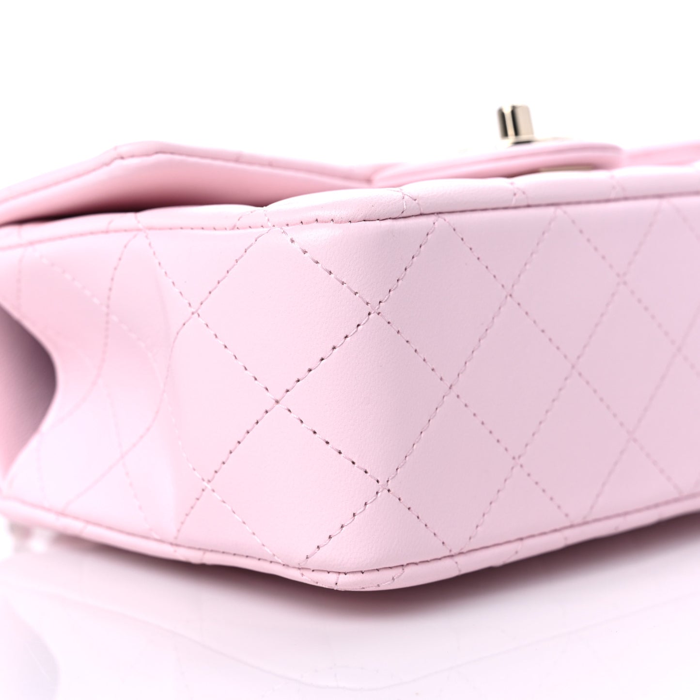 Lambskin Quilted Mini Top Handle Rectangular Flap Light Pink