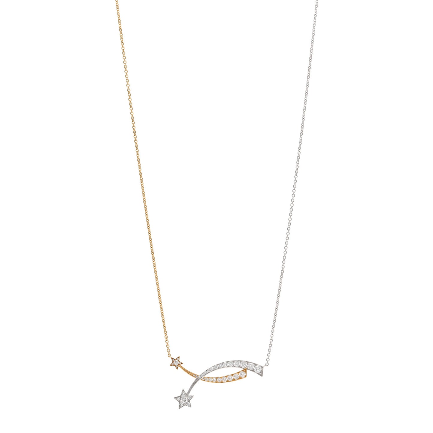18K White Yellow Gold Diamond Etoile Filante Necklace