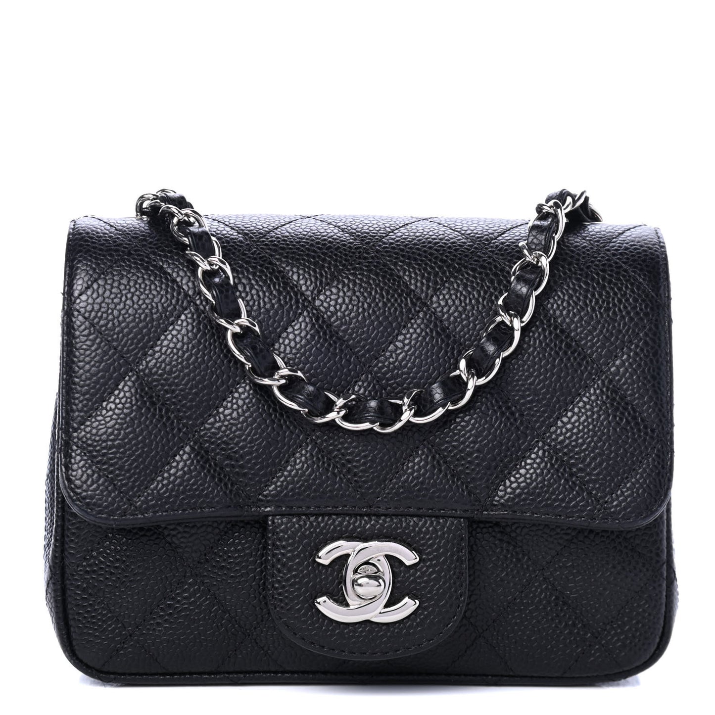 Caviar Quilted Mini Square Flap Black