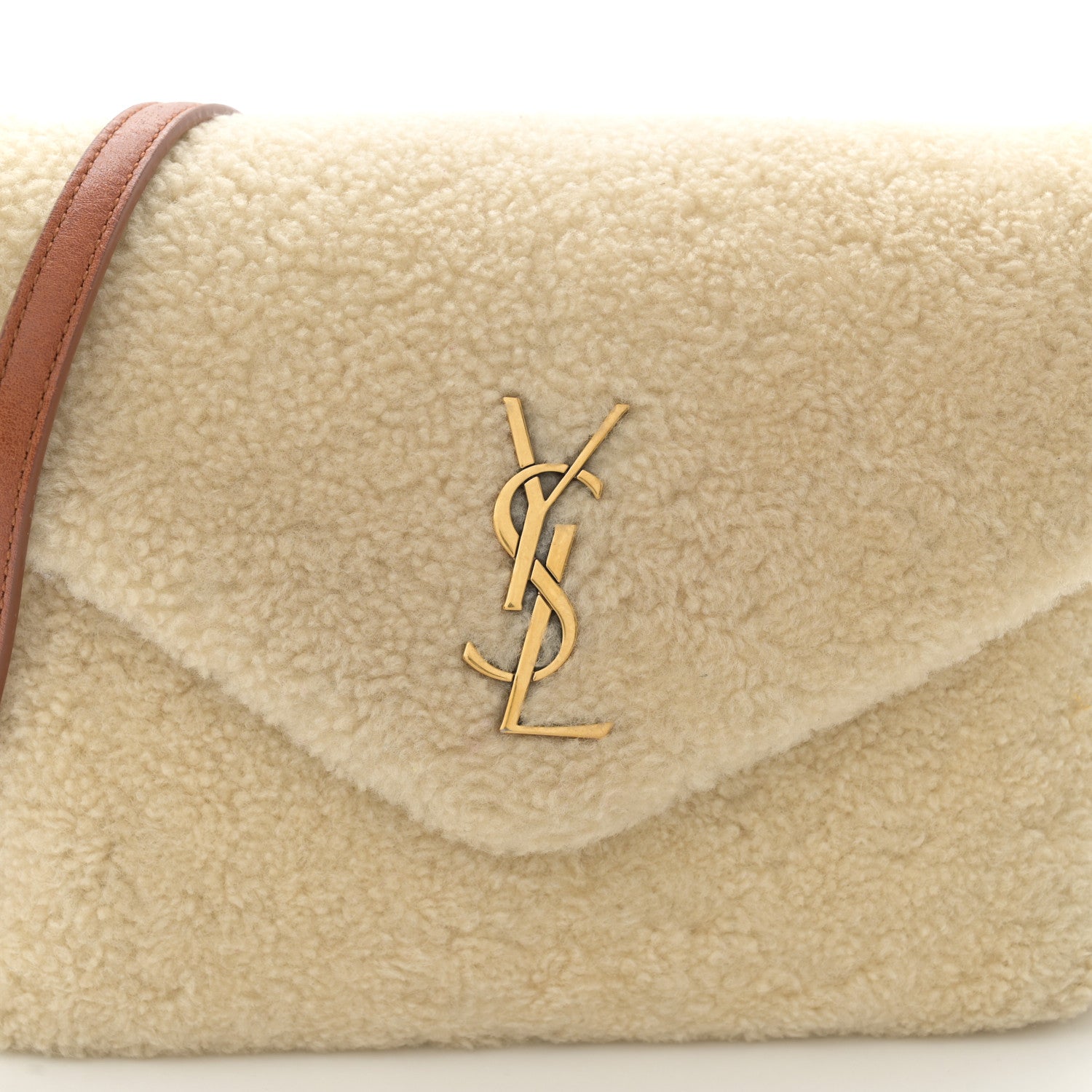 Saint Laurent Shearling Toy Loulou Shoulder Bag Natural 8 of 12